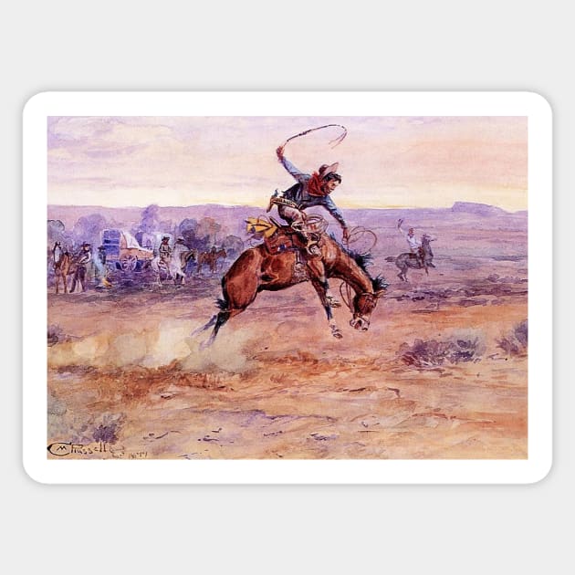 “Bucking Bronco” by Charles Russell Sticker by PatricianneK